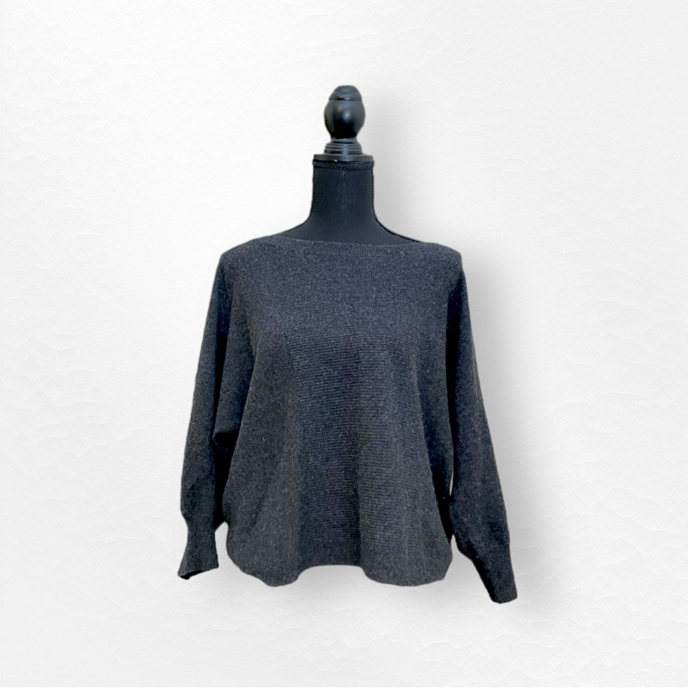 Splendid 100% Cashmere Boatneck Sweater in Dark Grey